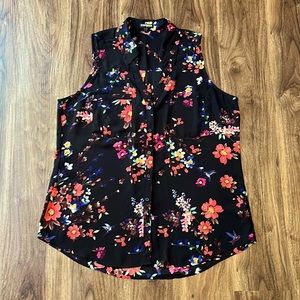Express, women’s sleeveless floral blouse, size large.